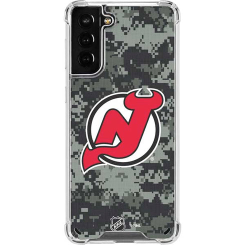 NHL New Jersey Devils Camo Galaxy S21 Plus 5G Clear Case