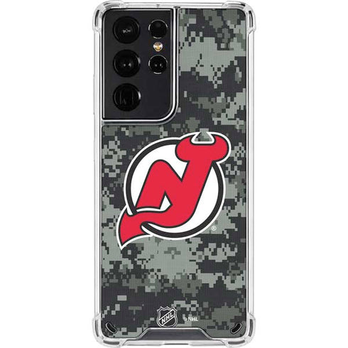 NHL New Jersey Devils Camo Galaxy S21 Ultra 5G Clear Case