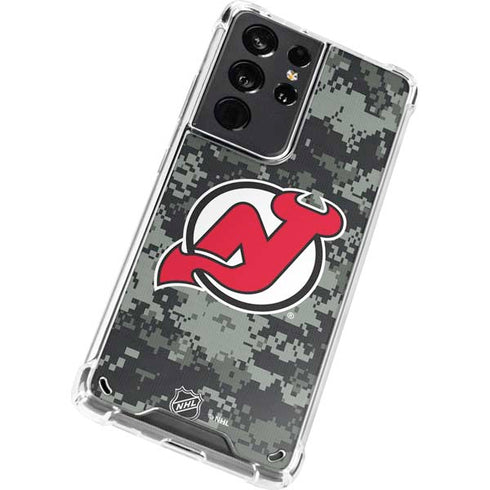 NHL New Jersey Devils Camo Galaxy S21 Ultra 5G Clear Case