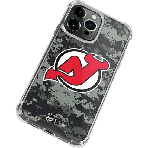 NHL New Jersey Devils Camo iPhone 15 Pro Clear Case