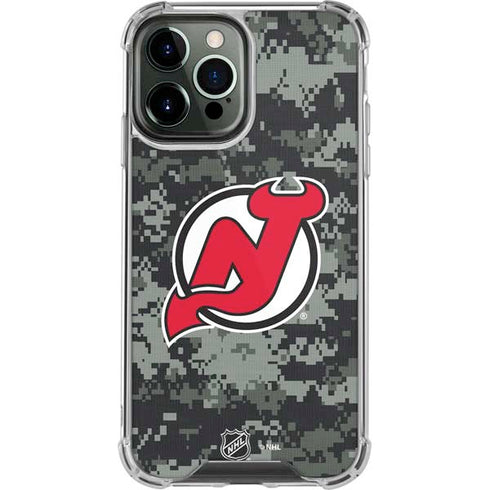 NHL New Jersey Devils Camo iPhone 14 Pro Max Clear Case