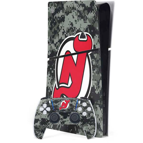 NHL New Jersey Devils Camo PS5 Slim Digital Edition Bundle Skin