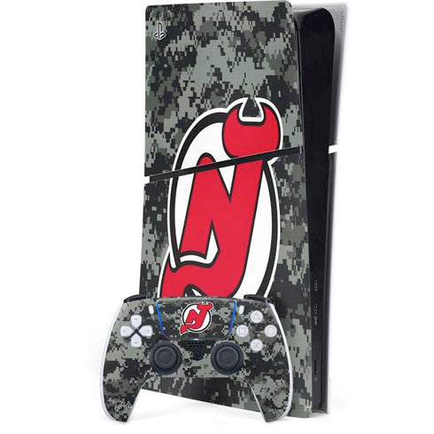 NHL New Jersey Devils Camo PS5 Slim Digital Edition Console Skin