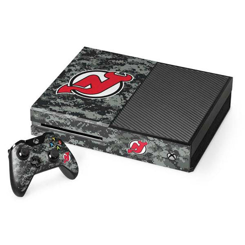 NHL New Jersey Devils Camo Xbox One Console and Controller Bundle Skin