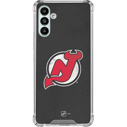 NHL New Jersey Devils Distressed Galaxy A13 5G Clear Case