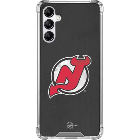 NHL New Jersey Devils Distressed Galaxy A14 5G Clear Case