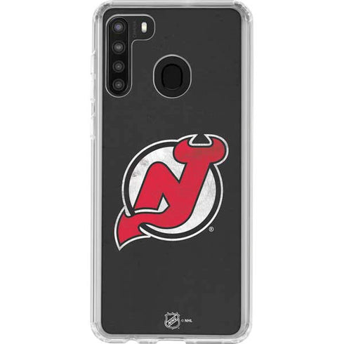 NHL New Jersey Devils Distressed Galaxy A21 Clear Case