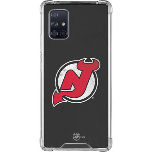 NHL New Jersey Devils Distressed Galaxy A71 5G Clear Case