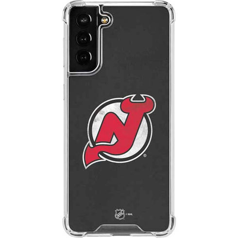 NHL New Jersey Devils Distressed Galaxy S21 FE Clear Case