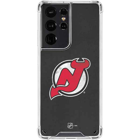 NHL New Jersey Devils Distressed Galaxy S21 Ultra 5G Clear Case