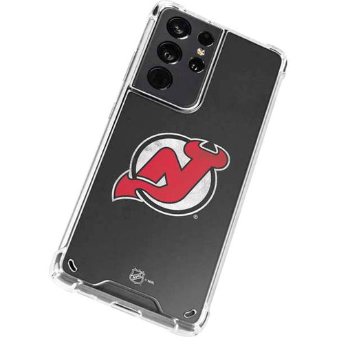 NHL New Jersey Devils Distressed Galaxy S21 Ultra 5G Clear Case