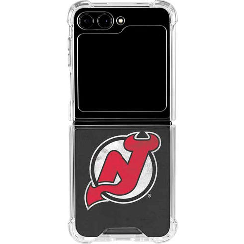 NHL New Jersey Devils Distressed Galaxy Z Flip5 5G Clear Case