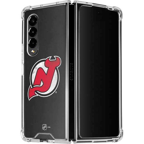 NHL New Jersey Devils Distressed Galaxy Z Fold4 5G Clear Case
