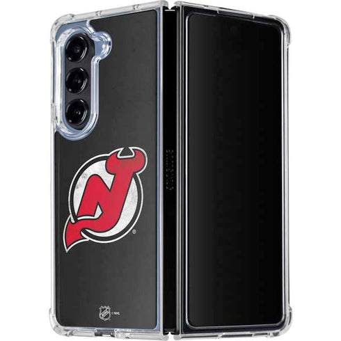 NHL New Jersey Devils Distressed Galaxy Z Fold5 5G Clear Case