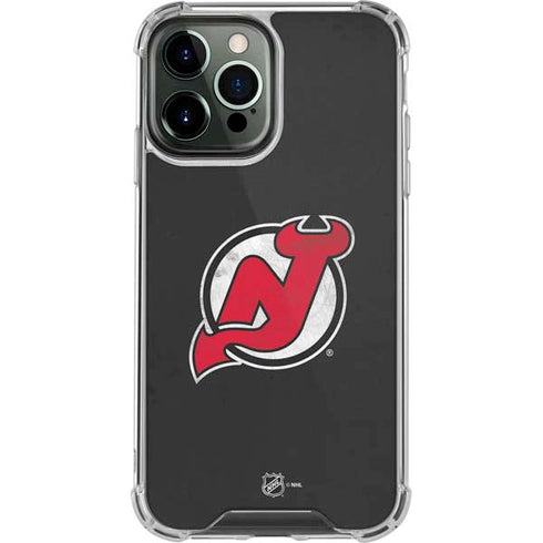 NHL New Jersey Devils Distressed iPhone 13 Pro Max Clear Case