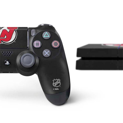 NHL New Jersey Devils Distressed PS4 Console and Controller Bundle Skin