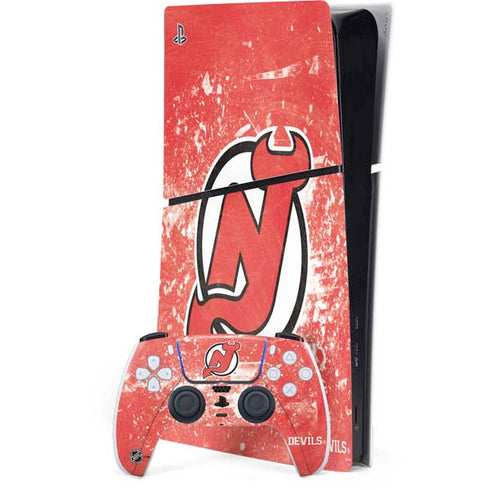 NHL New Jersey Devils Frozen PS5 Slim Digital Edition Console Skin