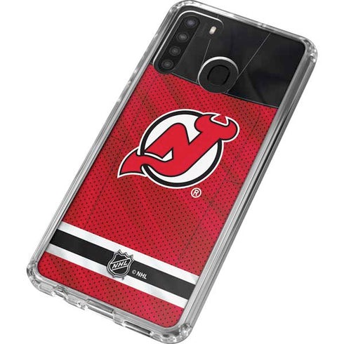 NHL New Jersey Devils Home Jersey Galaxy A21 Clear Case