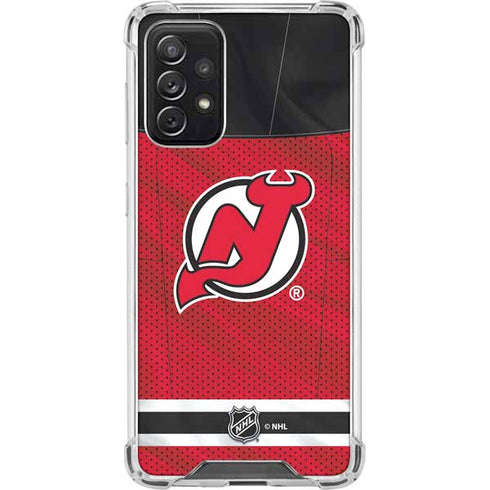 NHL New Jersey Devils Home Jersey Galaxy A72 5G Clear Case