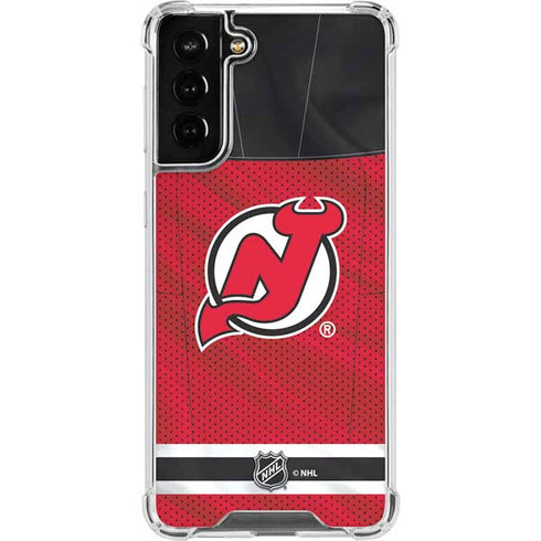 NHL New Jersey Devils Home Jersey Galaxy S21 FE Clear Case