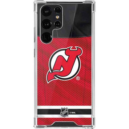NHL New Jersey Devils Home Jersey Galaxy S22 Ultra Clear Case