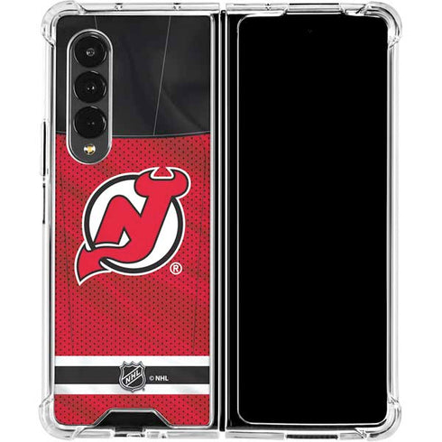 NHL New Jersey Devils Home Jersey Galaxy Z Fold4 5G Clear Case