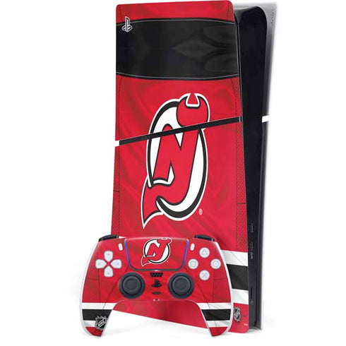 NHL New Jersey Devils Home Jersey PS5 Slim Digital Edition Console Skin