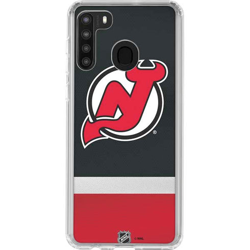 NHL New Jersey Devils Jersey Galaxy A21 Clear Case