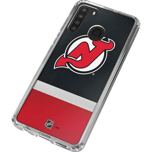 NHL New Jersey Devils Jersey Galaxy A21 Clear Case