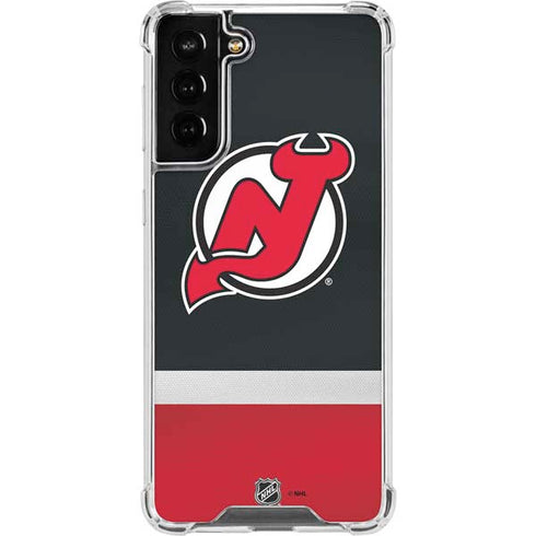 NHL New Jersey Devils Jersey Galaxy S21 FE Clear Case