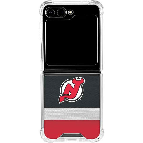 NHL New Jersey Devils Jersey Galaxy Z Flip5 5G Clear Case