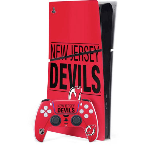 NHL New Jersey Devils Lineup PS5 Slim Digital Edition Bundle Skin