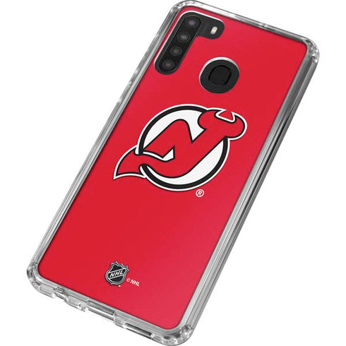 NHL New Jersey Devils Solid Background Galaxy A21 Clear Case