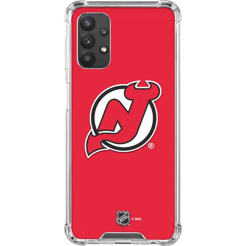 NHL New Jersey Devils Solid Background Galaxy A32 5G Clear Case