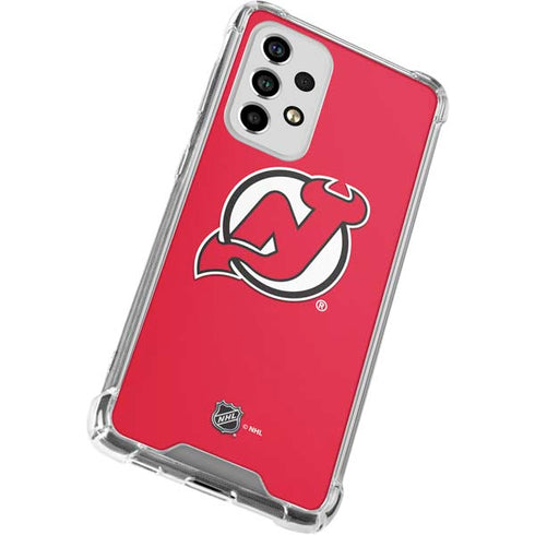 NHL New Jersey Devils Solid Background Galaxy A53 5G Clear Case