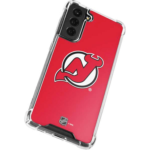 NHL New Jersey Devils Solid Background Galaxy S21 FE Clear Case