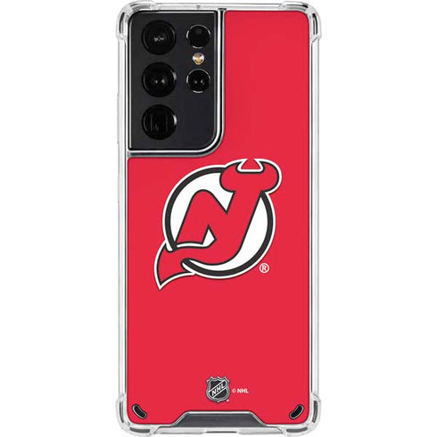 NHL New Jersey Devils Solid Background Galaxy S21 Ultra 5G Clear Case