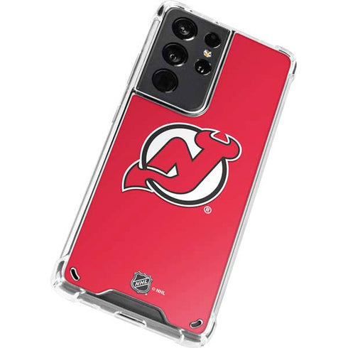 NHL New Jersey Devils Solid Background Galaxy S21 Ultra 5G Clear Case