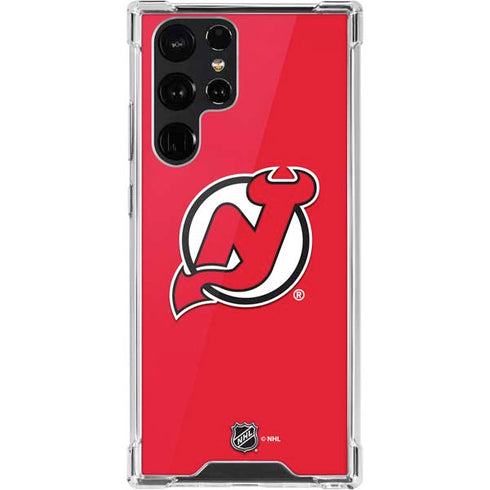 NHL New Jersey Devils Solid Background Galaxy S22 Ultra Clear Case