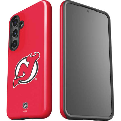 NHL New Jersey Devils Solid Background Galaxy S24 Impact Case