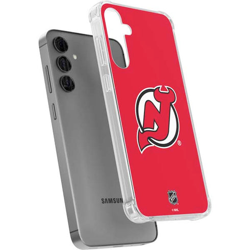 NHL New Jersey Devils Solid Background Galaxy S24 Plus Clear Case