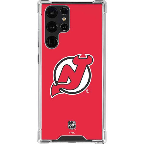 NHL New Jersey Devils Solid Background Galaxy S24 Ultra Clear Case