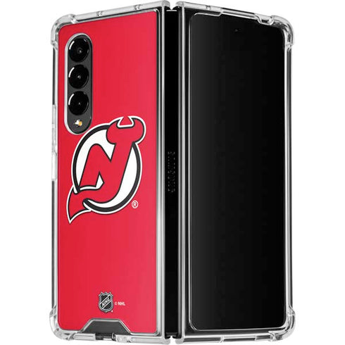 NHL New Jersey Devils Solid Background Galaxy Z Fold4 5G Clear Case
