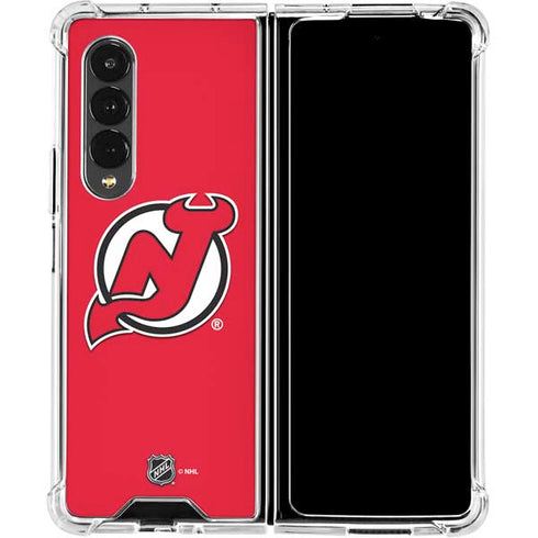 NHL New Jersey Devils Solid Background Galaxy Z Fold4 5G Clear Case