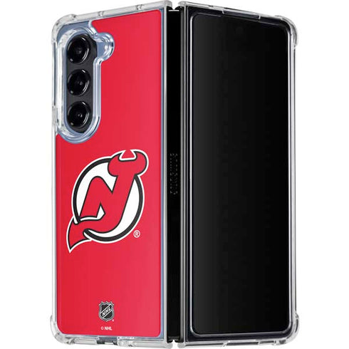 NHL New Jersey Devils Solid Background Galaxy Z Fold5 5G Clear Case