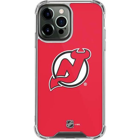 NHL New Jersey Devils Solid Background iPhone 13 Pro Max Clear Case