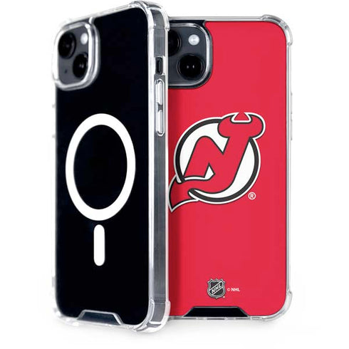 NHL New Jersey Devils Solid Background iPhone 15 Plus MagSafe Case