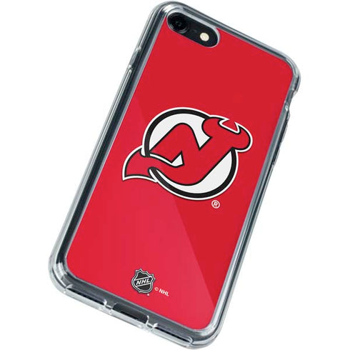 NHL New Jersey Devils Solid Background iPhone SE (2nd & 3rd Gen) Clear Case