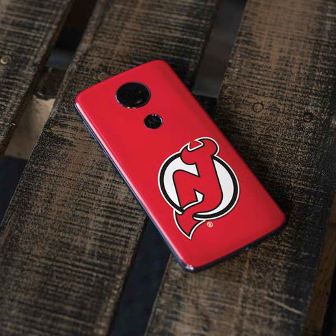 NHL New Jersey Devils Solid Background Moto E5 Plus Skin