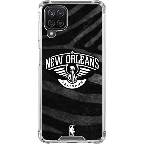 NBA New Orleans Pelicans Black Animal Print Galaxy A12 Clear Case